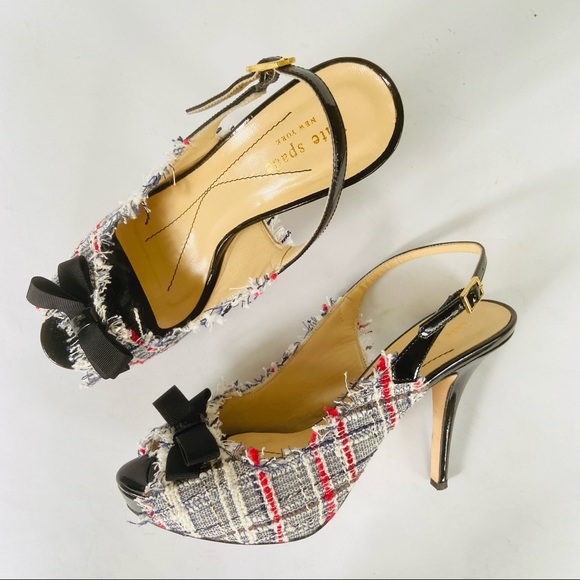 Kate Spade black white tweed heels  8 - Picture 12 of 15